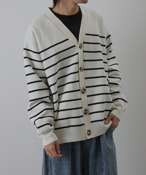 COLONY 2139（コロニートゥーワンスリーナイン）の「スポンディッシュボーダーカーディガン（カーディガン/ボレロ・メンズ・ネイビー/アイボリー・MEDIUM/LARGE）」の2枚目の写真