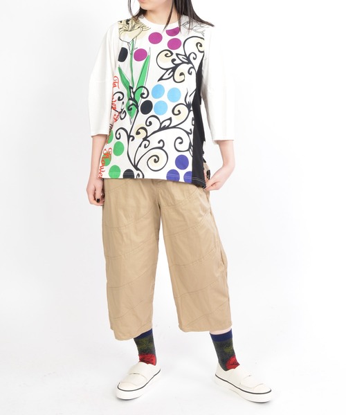 gomme（ゴム）の「花花Ｐ天竺　ボリュームアームＴ（Tシャツ/カットソー・レディース・トップグレー/ブラック/ホワイト・MEDIUM）」の20枚目の写真