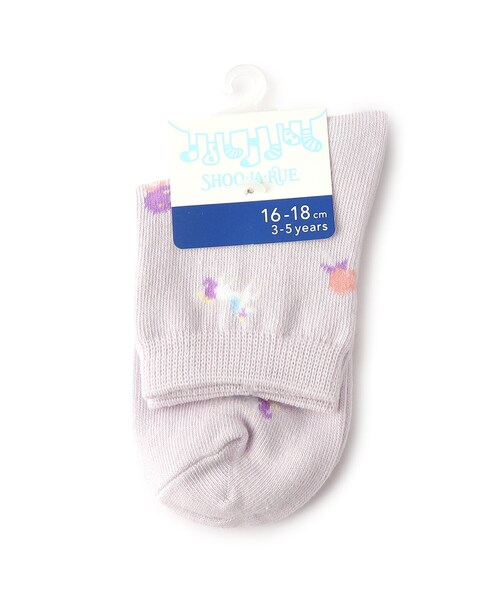 SHOO・LA・RUE（シューラルー）の「◆ユニコーン総柄ショート丈ソックス（ソックス/靴下・キッズ・ピンク系8/ライトパープル/サックスブルー系3・53/59/56）」の2枚目の写真