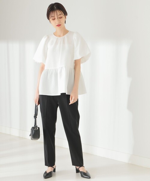 B:MING by BEAMS サッカーブラウス B：MING by BEAMS シャツ サッカー バンドカラー ハーフスリーブ