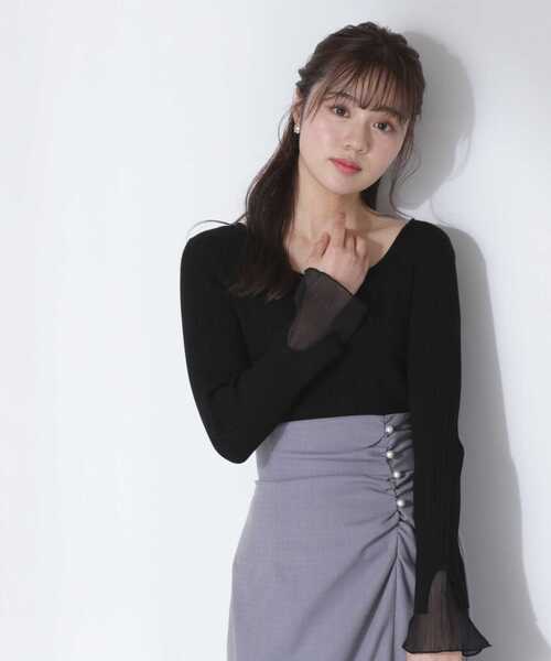 PROPORTION BODY DRESSING（プロポーションボディドレッシング）の「レイヤード風フレアースリーブニット / 1213170316（ニット/セーター・レディース・ピンク/グレー/ブラック・SMALL/MEDIUM）」の15枚目の写真