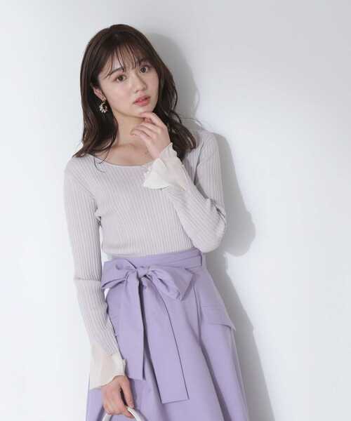 PROPORTION BODY DRESSING（プロポーションボディドレッシング）の「レイヤード風フレアースリーブニット / 1213170316（ニット/セーター・レディース・ピンク/グレー/ブラック・SMALL/MEDIUM）」の22枚目の写真