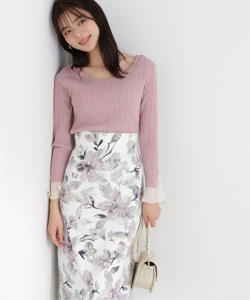 PROPORTION BODY DRESSING（プロポーションボディドレッシング）の「レイヤード風フレアースリーブニット / 1213170316（ニット/セーター・レディース・ピンク/グレー/ブラック・SMALL/MEDIUM）」の3枚目の写真