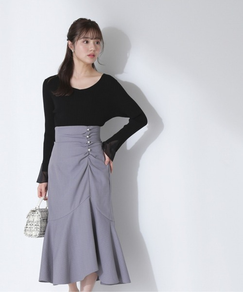 PROPORTION BODY DRESSING（プロポーションボディドレッシング）の「レイヤード風フレアースリーブニット / 1213170316（ニット/セーター・レディース・ピンク/グレー/ブラック・SMALL/MEDIUM）」の7枚目の写真