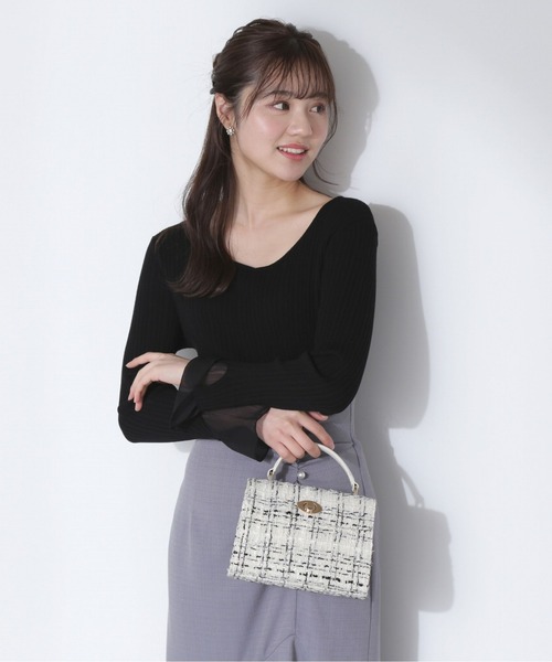 PROPORTION BODY DRESSING（プロポーションボディドレッシング）の「レイヤード風フレアースリーブニット / 1213170316（ニット/セーター・レディース・ピンク/グレー/ブラック・SMALL/MEDIUM）」の6枚目の写真