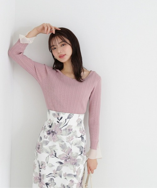 PROPORTION BODY DRESSING（プロポーションボディドレッシング）の「レイヤード風フレアースリーブニット / 1213170316（ニット/セーター・レディース・ピンク/グレー/ブラック・SMALL/MEDIUM）」の8枚目の写真