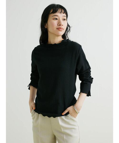 CRAFT STANDARD BOUTIQUE(クラフトスタンダードブティック)の「シアーハイネックトップス(Tシャツ/カットソー・レディース・ブラック/カーキ/オフホワイト・L/M)」の22枚目の写真