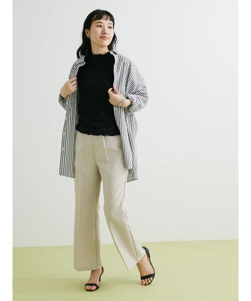 CRAFT STANDARD BOUTIQUE(クラフトスタンダードブティック)の「シアーハイネックトップス(Tシャツ/カットソー・レディース・ブラック/カーキ/オフホワイト・L/M)」の21枚目の写真