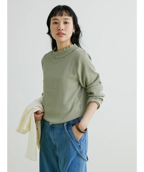 CRAFT STANDARD BOUTIQUE(クラフトスタンダードブティック)の「シアーハイネックトップス(Tシャツ/カットソー・レディース・ブラック/カーキ/オフホワイト・L/M)」の19枚目の写真