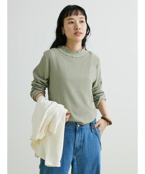 CRAFT STANDARD BOUTIQUE(クラフトスタンダードブティック)の「シアーハイネックトップス(Tシャツ/カットソー・レディース・ブラック/カーキ/オフホワイト・L/M)」の18枚目の写真
