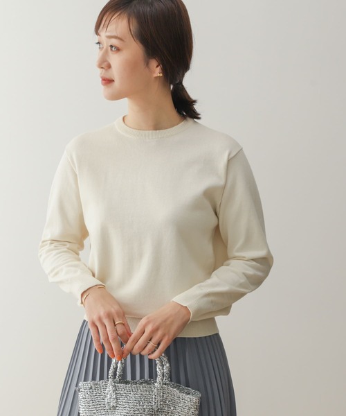 URBAN RESEARCH DOORS(アーバンリサーチドアーズ)の「オーガニックコットンクルーネックプルオーバー(ニット/セーター・レディース・ピンク/ネイビー/グリーン系その他/オフホワイト・MEDIUM)」の6枚目の写真