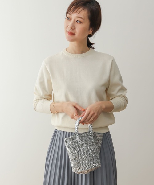 URBAN RESEARCH DOORS(アーバンリサーチドアーズ)の「オーガニックコットンクルーネックプルオーバー(ニット/セーター・レディース・ピンク/ネイビー/グリーン系その他/オフホワイト・MEDIUM)」の11枚目の写真