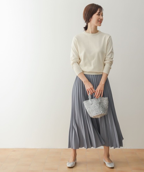 URBAN RESEARCH DOORS(アーバンリサーチドアーズ)の「オーガニックコットンクルーネックプルオーバー(ニット/セーター・レディース・ピンク/ネイビー/グリーン系その他/オフホワイト・MEDIUM)」の15枚目の写真