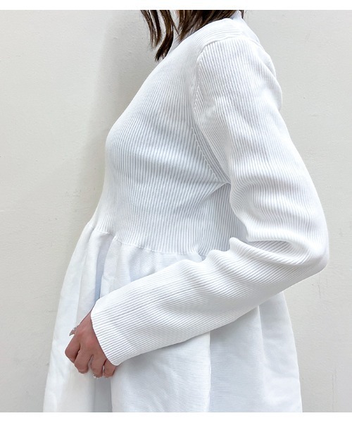 Dignite collier(ディニテコリエ)の「【Dignite collier/ディニテコリエ】ラッフルリブプルオーバーニット(ニット/セーター・レディース・オフホワイト/ブラック・FREE)」の10枚目の写真