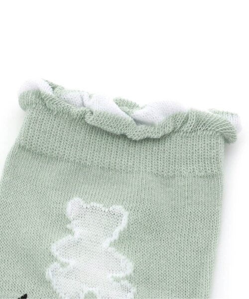 algy（アルジー）の「クマシアークルーソックス（ソックス/靴下・キッズ・ミント/ブラック/オフホワイト・24/21）」の6枚目の写真