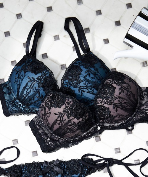 DRW（ドロー）の「【紐パンセット】選べるショーツ 満足度98%超え！スモーキーカラー×ブラックフラワー 刺繍ブラジャー＆紐ショーツセット（ブラ&ショーツ・レディース・モカ/モスグリーン/ブラウン系その他/グリーン系その他・A70/B65/B70/B75/C65/C70/C75/D70/D75/A75/D65）」の6枚目の写真