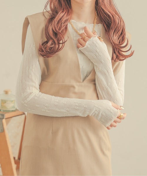 Ambre Neige(アンブルネージュ)の「花柄メロー指穴トップス/【WEB/EC限定商品】(Tシャツ/カットソー・レディース・ライトブラウン/アイボリー/ベージュ/ライトグリーン・FREE)」の19枚目の写真