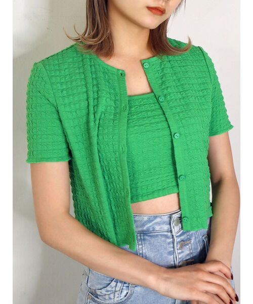 EMODA（エモダ）の「コンパクトカーディガンツインセット（アンサンブル・レディース・ホワイト/ブラック/グリーン/その他/その他1・FREE）」の4枚目の写真