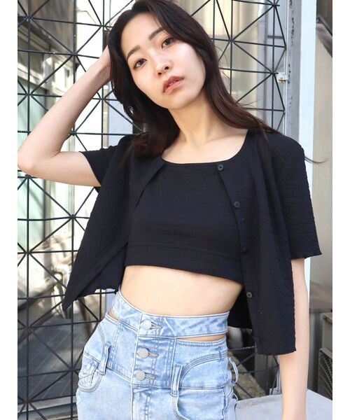 EMODA（エモダ）の「コンパクトカーディガンツインセット（アンサンブル・レディース・ホワイト/ブラック/グリーン/その他/その他1・FREE）」の3枚目の写真