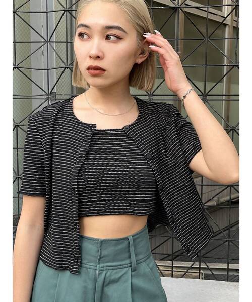 EMODA（エモダ）の「コンパクトカーディガンツインセット（アンサンブル・レディース・ホワイト/ブラック/グリーン/その他/その他1・FREE）」の6枚目の写真