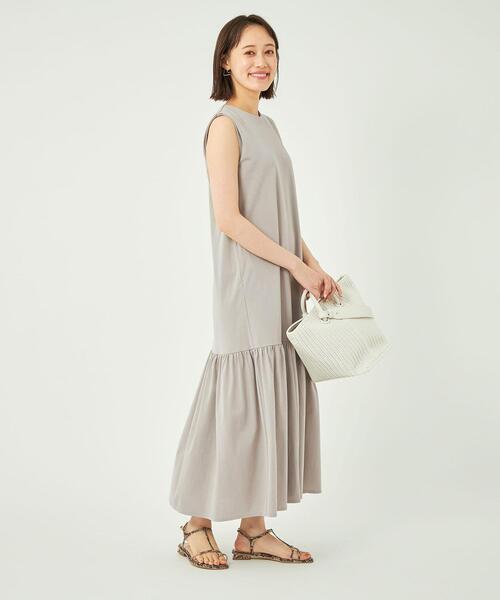 green label relaxing（グリーンレーベルリラクシング）の「＜Oggiコラボ＞［size SHORT/TALLあり］Aライン ティアード ワンピース（ワンピース・レディース・ブラック/ケリー/ライトグレー・FREE/SHORT/TALL）」の14枚目の写真