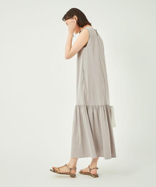 green label relaxing（グリーンレーベルリラクシング）の「＜Oggiコラボ＞［size SHORT/TALLあり］Aライン ティアード ワンピース（ワンピース・レディース・ブラック/ケリー/ライトグレー・FREE/SHORT/TALL）」の8枚目の写真