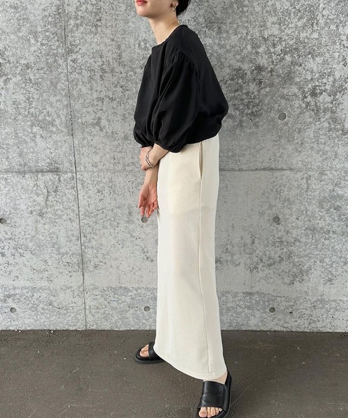 select MOCA by son（セレクトモカバイソン）の「シアーボリュームスリーブトップス（シャツ/ブラウス・レディース・ブラック/オレンジ/ベージュ/グリーン/グレイッシュブルー・FREE）」の21枚目の写真