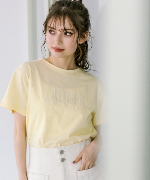 OLIVE des OLIVE（オリーブデオリーブ）の「PLAYFUL Tシャツ　1031060210（Tシャツ/カットソー・レディース・スミクロ/イエロー/オフホワイト/サックスブルー/ピンク・FREE）」の15枚目の写真