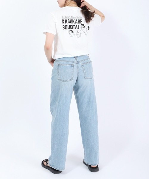 Salong hameu(サロン ハミュー)の「クレヨンしんちゃん キャラクタープリント&ワンポイント刺繍Tシャツ(Tシャツ/カットソー・レディース・ピンク/ブラウン/オフホワイト/ブルー・M/L)」の7枚目の写真
