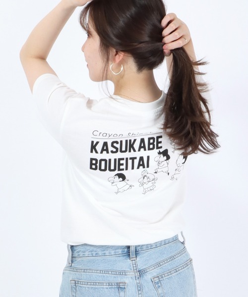 Salong hameu(サロン ハミュー)の「クレヨンしんちゃん キャラクタープリント&ワンポイント刺繍Tシャツ(Tシャツ/カットソー・レディース・ピンク/ブラウン/オフホワイト/ブルー・M/L)」の5枚目の写真