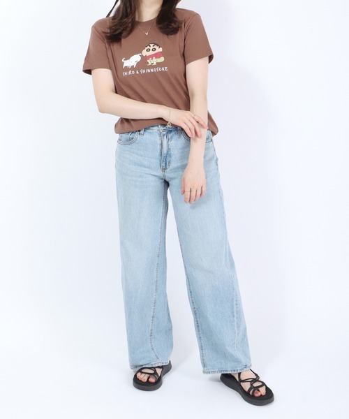 Salong hameu(サロン ハミュー)の「クレヨンしんちゃん キャラクタープリント&ワンポイント刺繍Tシャツ(Tシャツ/カットソー・レディース・ピンク/ブラウン/オフホワイト/ブルー・M/L)」の12枚目の写真