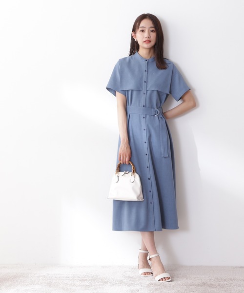 N.（N. Natural Beauty Basic）（エヌエヌナチュラルビューティーベーシック）の「◆スクエアケープシャツワンピース（シャツワンピース・レディース・ブルー/モカ/オフホワイト・MEDIUM）」の15枚目の写真