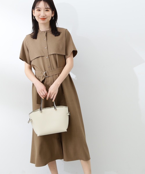 N.（N. Natural Beauty Basic）（エヌエヌナチュラルビューティーベーシック）の「◆スクエアケープシャツワンピース（シャツワンピース・レディース・ブルー/モカ/オフホワイト・MEDIUM）」の8枚目の写真