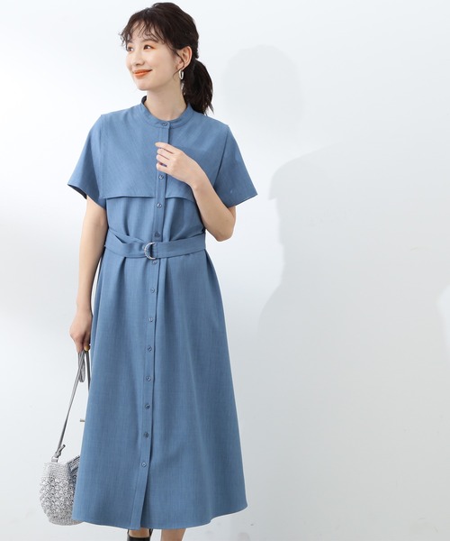 N.（N. Natural Beauty Basic）（エヌエヌナチュラルビューティーベーシック）の「◆スクエアケープシャツワンピース（シャツワンピース・レディース・ブルー/モカ/オフホワイト・MEDIUM）」の9枚目の写真