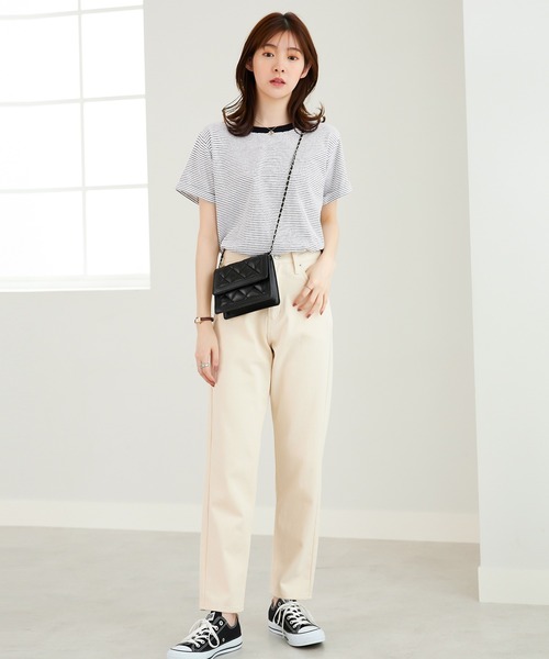 CHAN ME(チャンミ)の「細ボーダー半袖Tシャツ(Tシャツ/カットソー・レディース・ブラック/ホワイト・MEDIUM/LARGE/X-LARGE)」の6枚目の写真