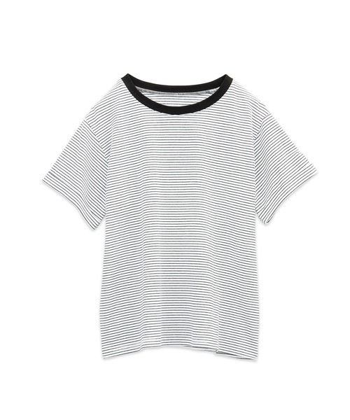CHAN ME(チャンミ)の「細ボーダー半袖Tシャツ(Tシャツ/カットソー・レディース・ブラック/ホワイト・MEDIUM/LARGE/X-LARGE)」の4枚目の写真
