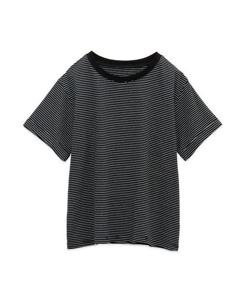CHAN ME(チャンミ)の「細ボーダー半袖Tシャツ(Tシャツ/カットソー・レディース・ブラック/ホワイト・MEDIUM/LARGE/X-LARGE)」の7枚目の写真