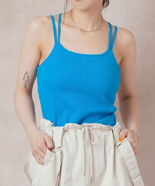 Lull（ルル）の「【Lull / ルル】リサイクルコットン カップ付きキャミソール（タンクトップ・レディース・ブラウン/ホワイト/ブラック/ブルー・ONESIZE）」の16枚目の写真