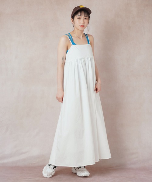 Lull（ルル）の「【Lull / ルル】リサイクルコットン カップ付きキャミソール（タンクトップ・レディース・ブラウン/ホワイト/ブラック/ブルー・ONESIZE）」の22枚目の写真