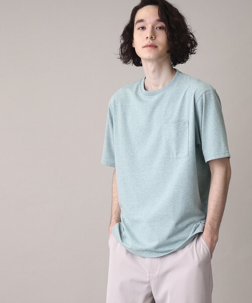 THE SHOP TK （ザ ショップ ティーケー ）の「◆【リサイクル原料使ったサスティナブル素材】サーキュラーメランジTシャツ（Tシャツ/カットソー・メンズ・ライトグレー/ライトグリーン/ブラック/ネイビー・01/02/03）」の3枚目の写真