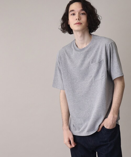 THE SHOP TK （ザ ショップ ティーケー ）の「◆【リサイクル原料使ったサスティナブル素材】サーキュラーメランジTシャツ（Tシャツ/カットソー・メンズ・ライトグレー/ライトグリーン/ブラック/ネイビー・01/02/03）」の2枚目の写真