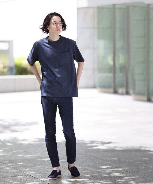 THE SHOP TK （ザ ショップ ティーケー ）の「◆【リサイクル原料使ったサスティナブル素材】サーキュラーメランジTシャツ（Tシャツ/カットソー・メンズ・ライトグレー/ライトグリーン/ブラック/ネイビー・01/02/03）」の5枚目の写真