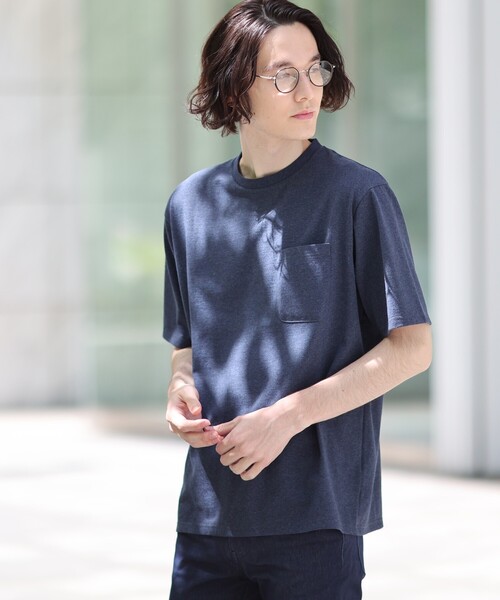 THE SHOP TK （ザ ショップ ティーケー ）の「◆【リサイクル原料使ったサスティナブル素材】サーキュラーメランジTシャツ（Tシャツ/カットソー・メンズ・ライトグレー/ライトグリーン/ブラック/ネイビー・01/02/03）」の6枚目の写真