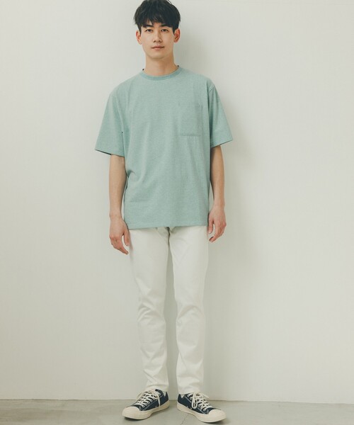 THE SHOP TK （ザ ショップ ティーケー ）の「◆【リサイクル原料使ったサスティナブル素材】サーキュラーメランジTシャツ（Tシャツ/カットソー・メンズ・ライトグレー/ライトグリーン/ブラック/ネイビー・01/02/03）」の7枚目の写真