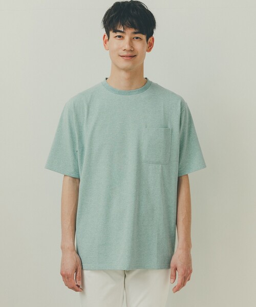 THE SHOP TK （ザ ショップ ティーケー ）の「◆【リサイクル原料使ったサスティナブル素材】サーキュラーメランジTシャツ（Tシャツ/カットソー・メンズ・ライトグレー/ライトグリーン/ブラック/ネイビー・01/02/03）」の8枚目の写真