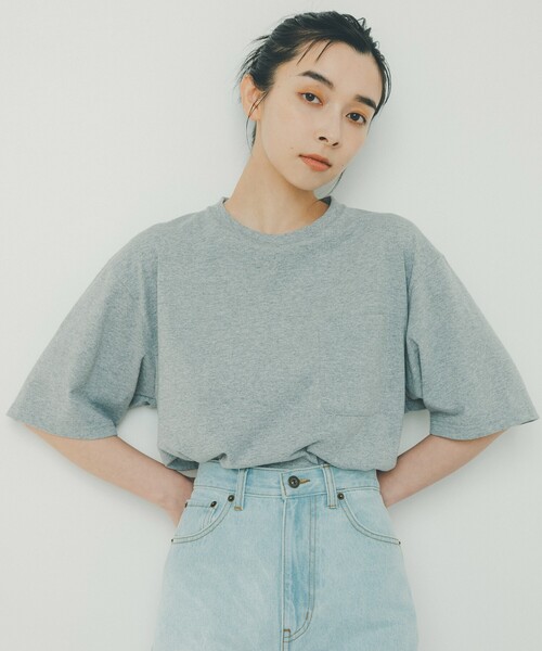 THE SHOP TK （ザ ショップ ティーケー ）の「◆【リサイクル原料使ったサスティナブル素材】サーキュラーメランジTシャツ（Tシャツ/カットソー・メンズ・ライトグレー/ライトグリーン/ブラック/ネイビー・01/02/03）」の9枚目の写真