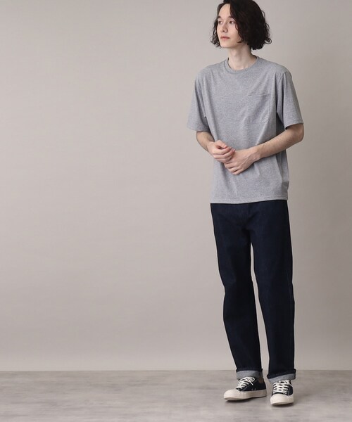 THE SHOP TK （ザ ショップ ティーケー ）の「◆【リサイクル原料使ったサスティナブル素材】サーキュラーメランジTシャツ（Tシャツ/カットソー・メンズ・ライトグレー/ライトグリーン/ブラック/ネイビー・01/02/03）」の13枚目の写真