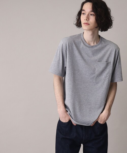 THE SHOP TK （ザ ショップ ティーケー ）の「◆【リサイクル原料使ったサスティナブル素材】サーキュラーメランジTシャツ（Tシャツ/カットソー・メンズ・ライトグレー/ライトグリーン/ブラック/ネイビー・01/02/03）」の14枚目の写真