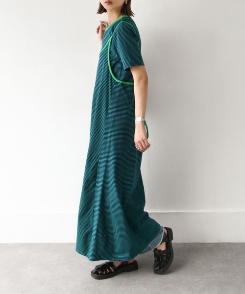 Chillfar（チルファー）の「Tee付きボーダーキャミワンピ（ワンピース・レディース・グリーン/ピンク/オレンジ/ネイビー・FREE）」の16枚目の写真