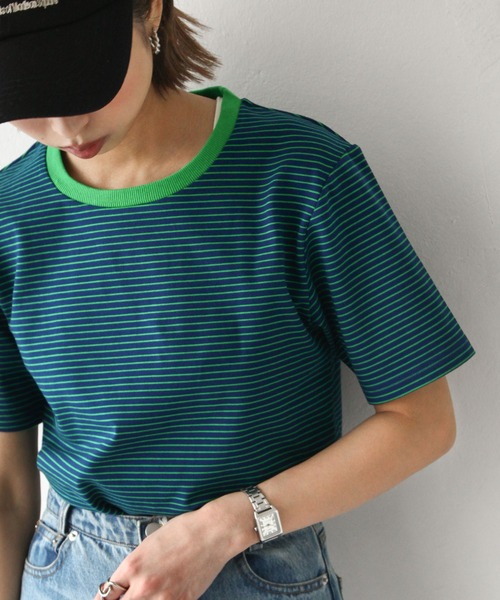 Chillfar（チルファー）の「Tee付きボーダーキャミワンピ（ワンピース・レディース・グリーン/ピンク/オレンジ/ネイビー・FREE）」の20枚目の写真